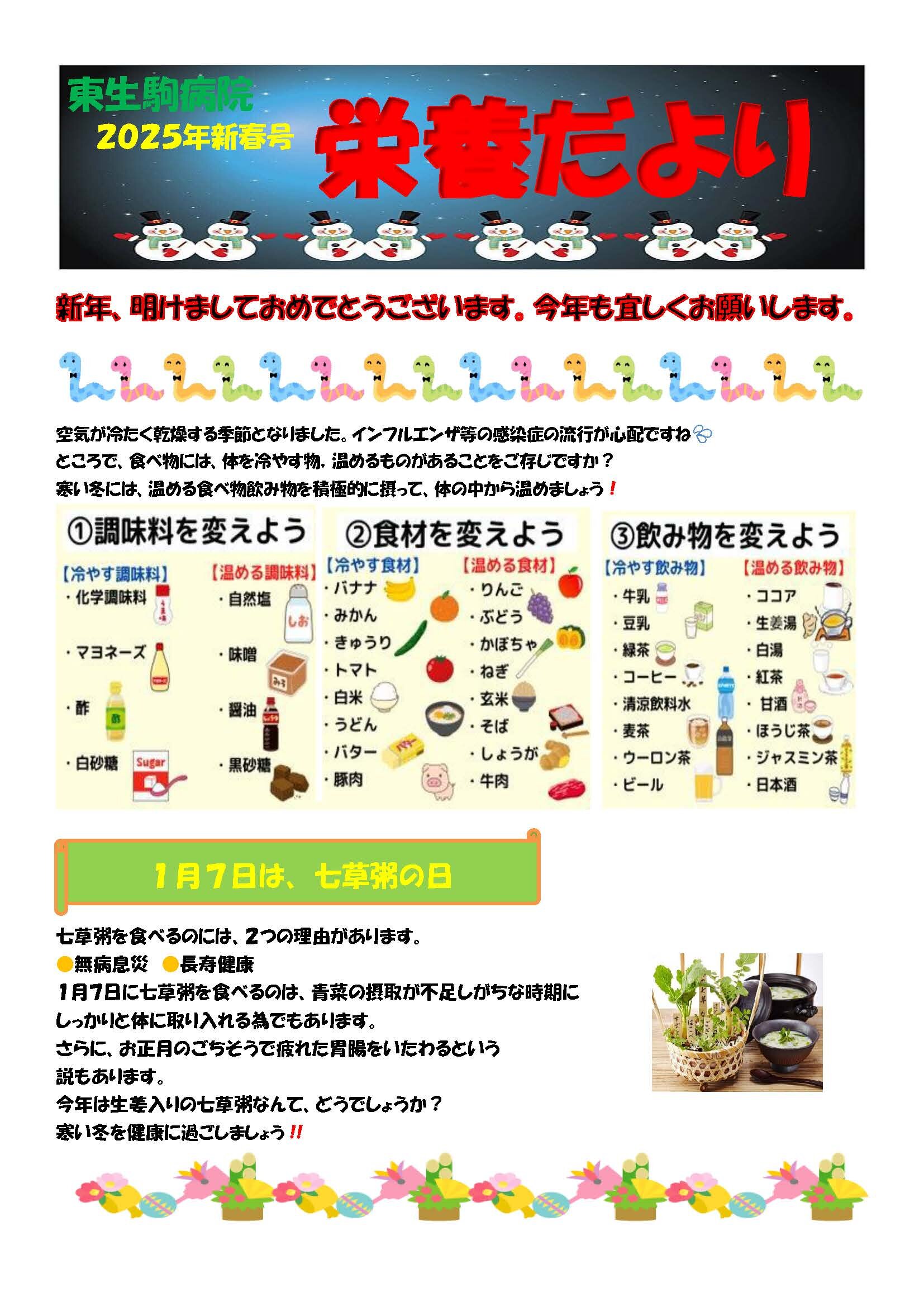 新春号の栄養だよりの写真