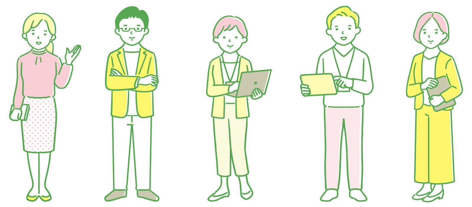 主任ケアマネージャー・社会福祉士・保健師・認知症地域支援推進員・第2層生活支援コーディネーターのイラスト